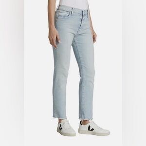 MOTHER SUPERIOR The Scrapper Cuff Ankle Fray Jeans Sz 33 in Lonely Hearts Club